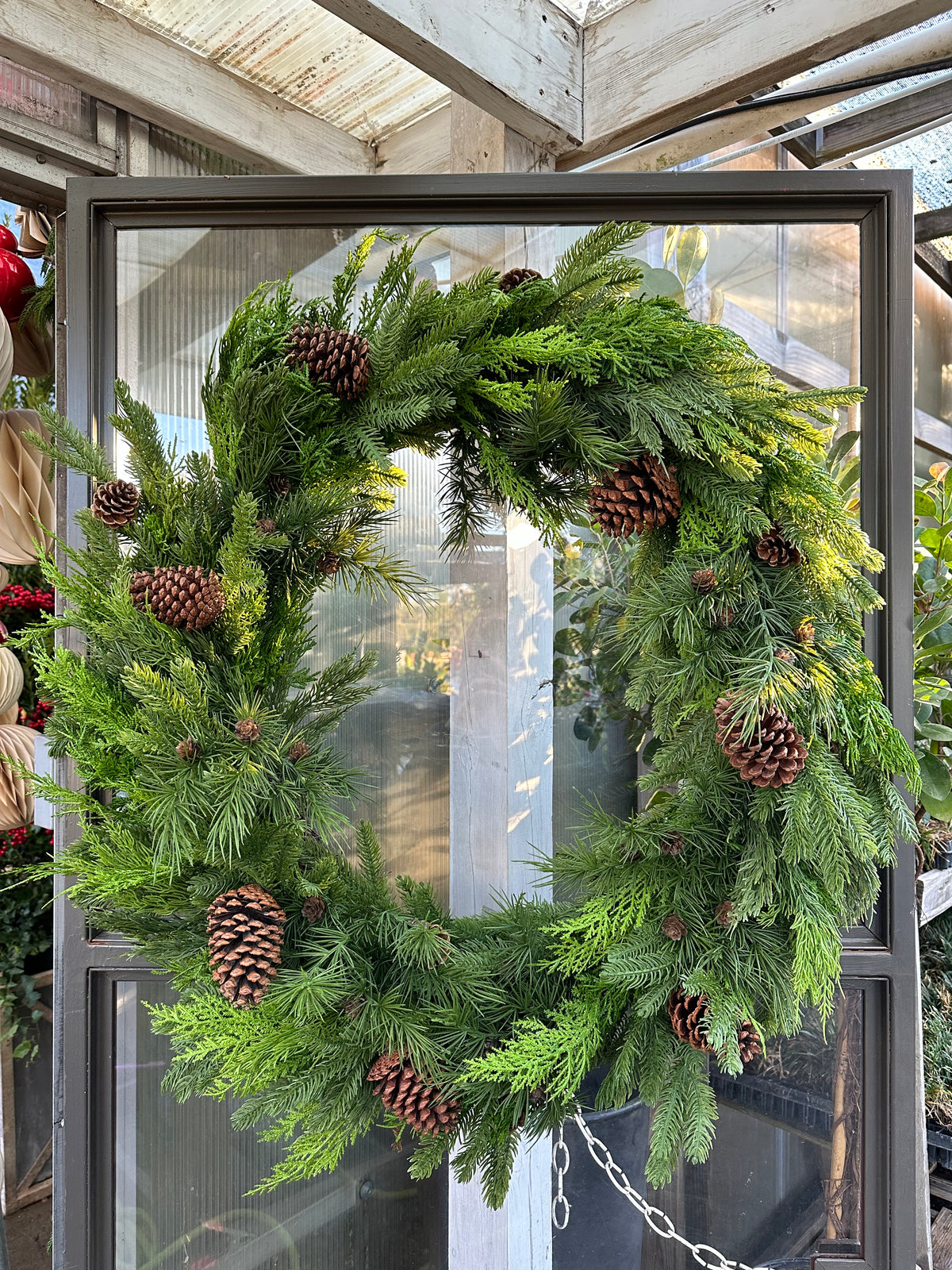 36" FAUX MIXED EVERGREENS WREATH