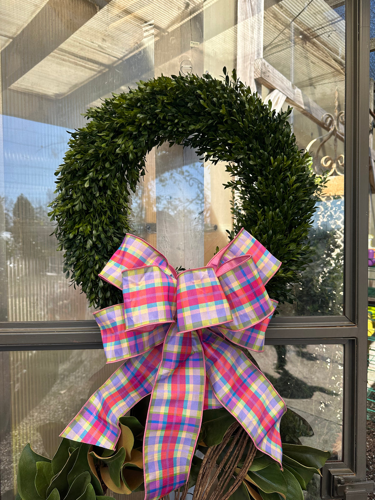 HAND-TIED STRAWBERRY PLAID BOW