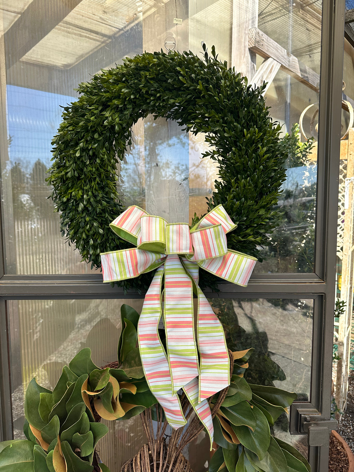 HAND-TIED PINK & GREEN STRIPE BOW