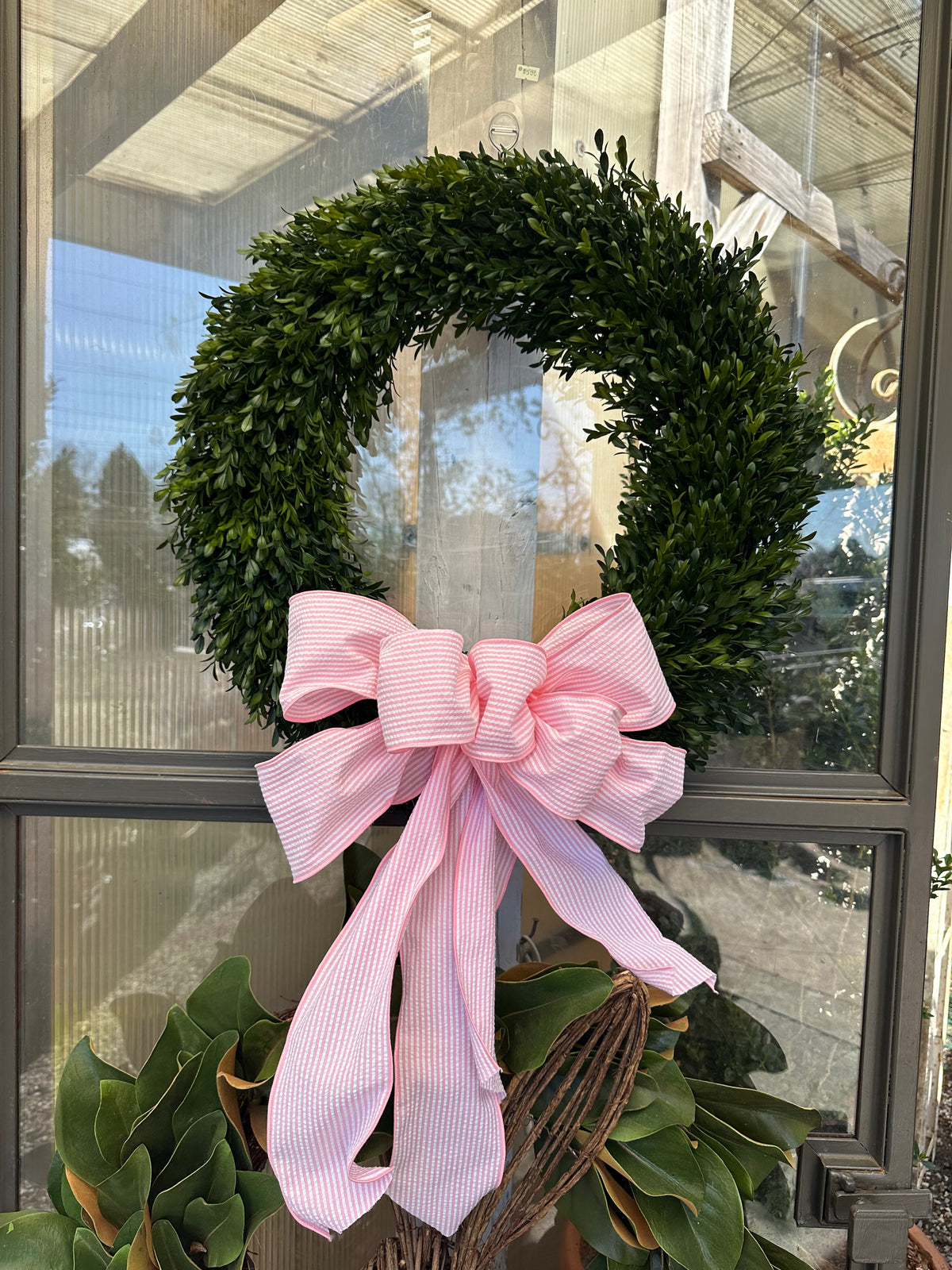 HAND-TIED PINK SEERSUCKER RIBBON