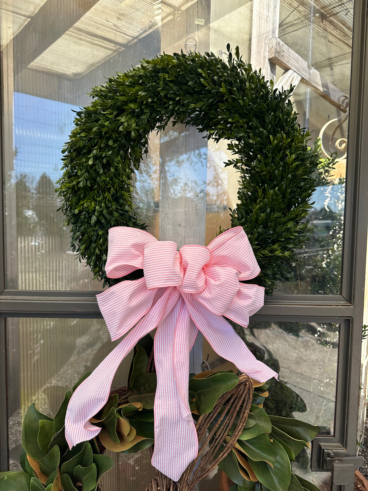 HAND-TIED PINK SEERSUCKER RIBBON