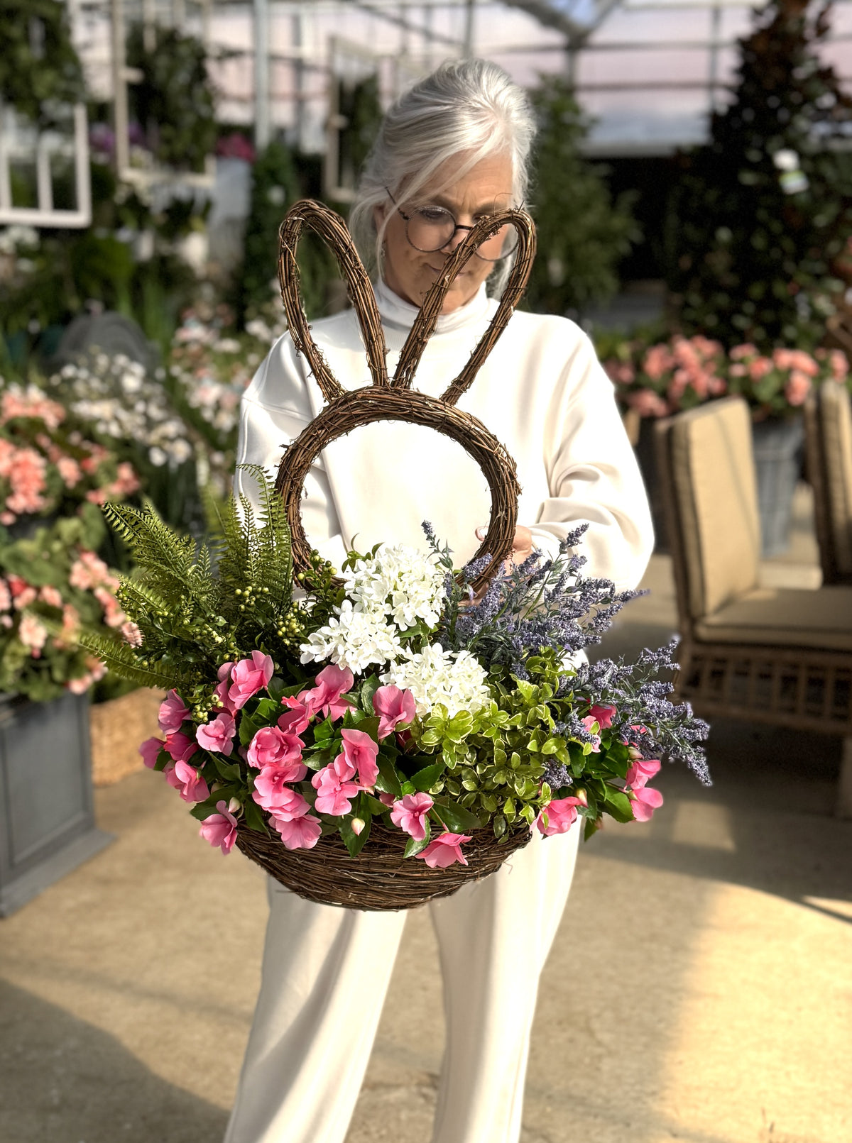 BUNNY DOOR BASKET ARRANGEMENT