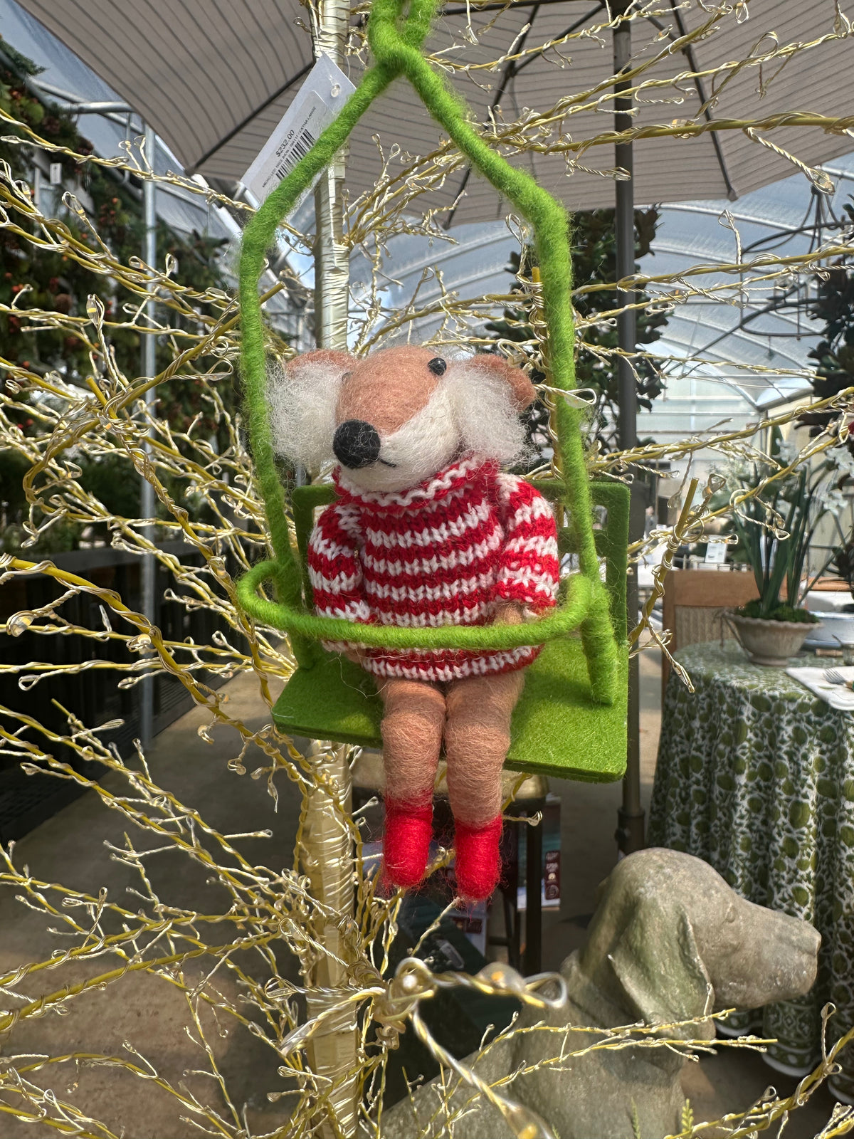 WOOL FELT ANIMALS ON SKI LIFTS-S/3