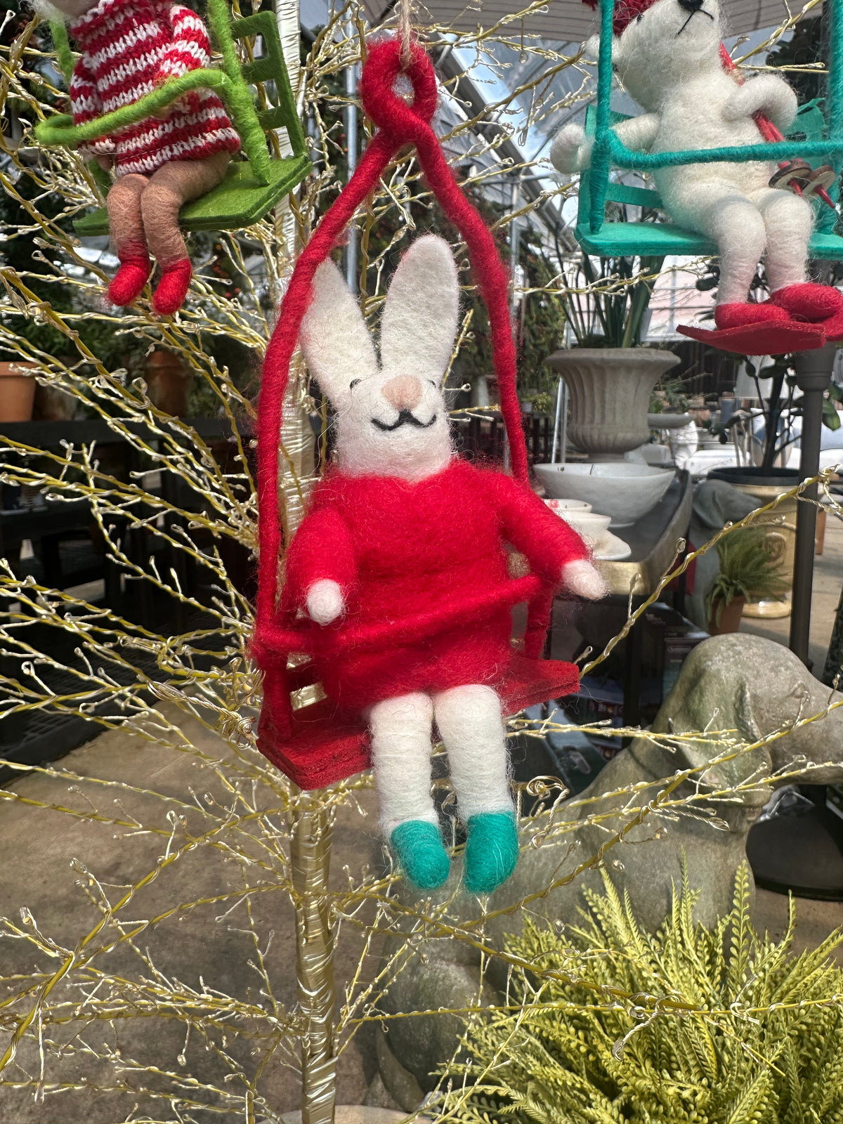 WOOL FELT ANIMALS ON SKI LIFTS-S/3