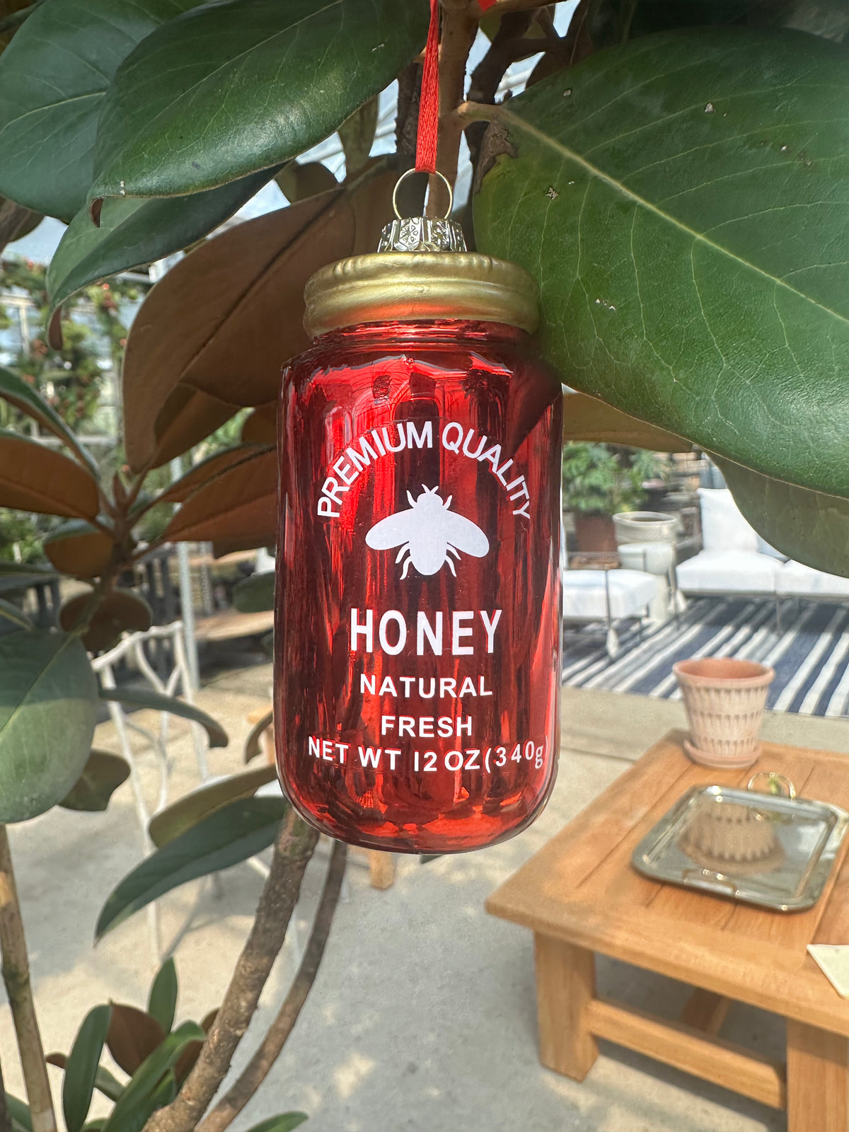 4.25" GLASS HONEY JAR ORNAMENT