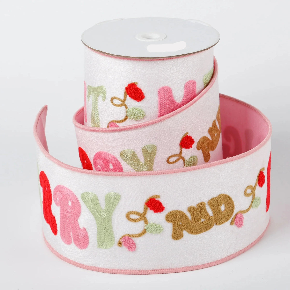 "MERRY AND BRIGHT" ROLL OF RIBBON