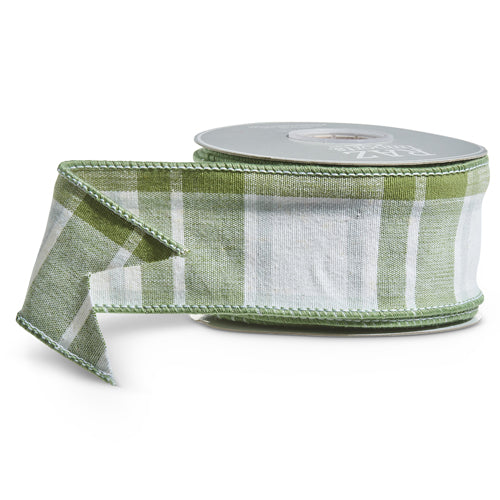 GREEN PLAID WIRED RIBBON