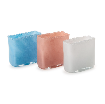 MARBLED SCALLOPED VASE S/3