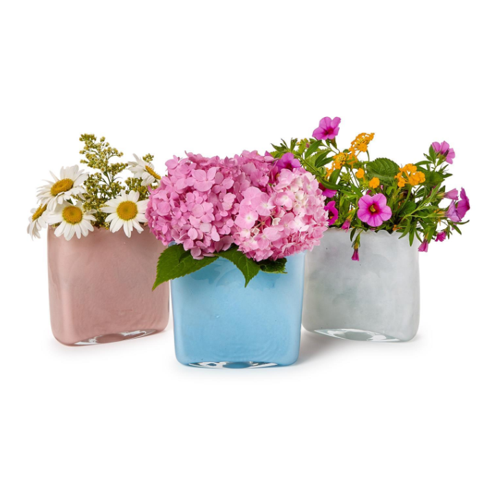 MARBLED SCALLOPED VASE S/3