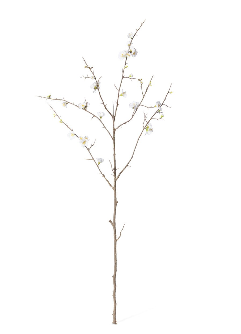 FAUX WHITE QUINCE BLOSSOM BRANCH