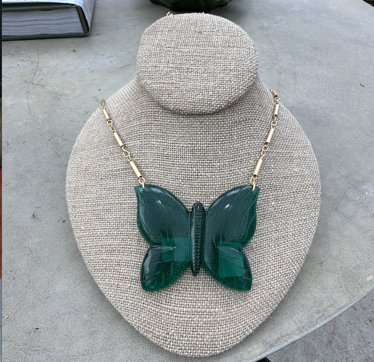 CARVED BUTTERFLY NECKLACE