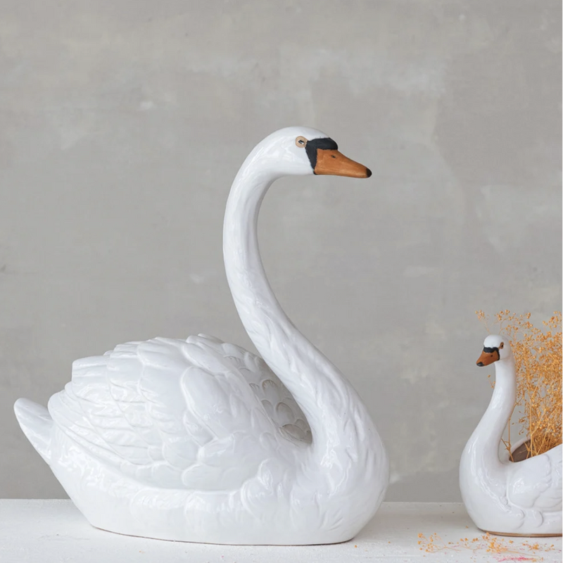 large plastic swan planter CERAMIC SWAN PLANTER – Millstone Market & Nursery