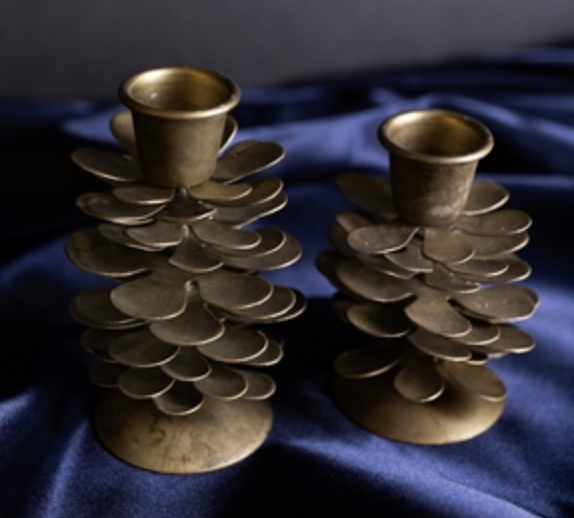 Gold Pinecone Candle Holder