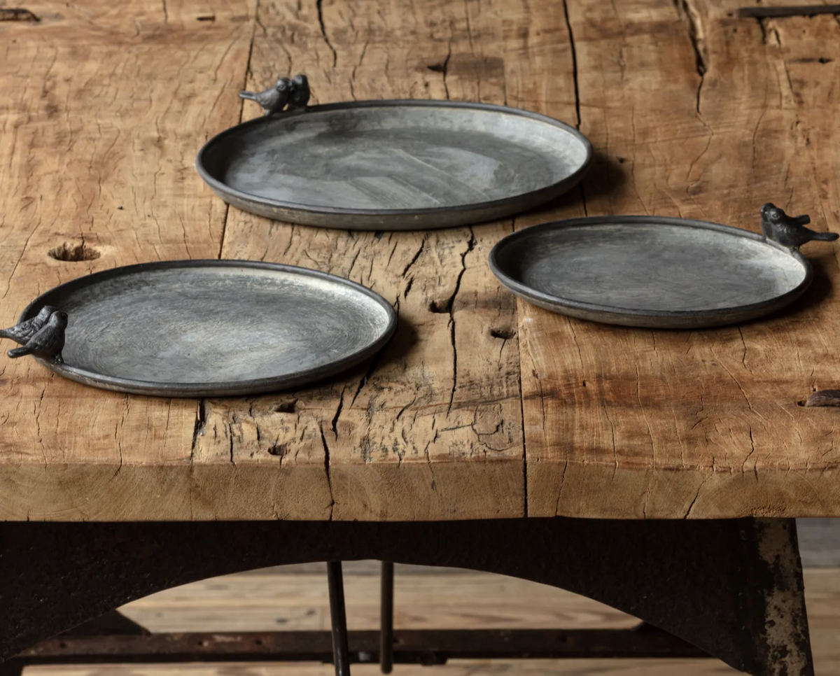 Bird Round Metal Tray