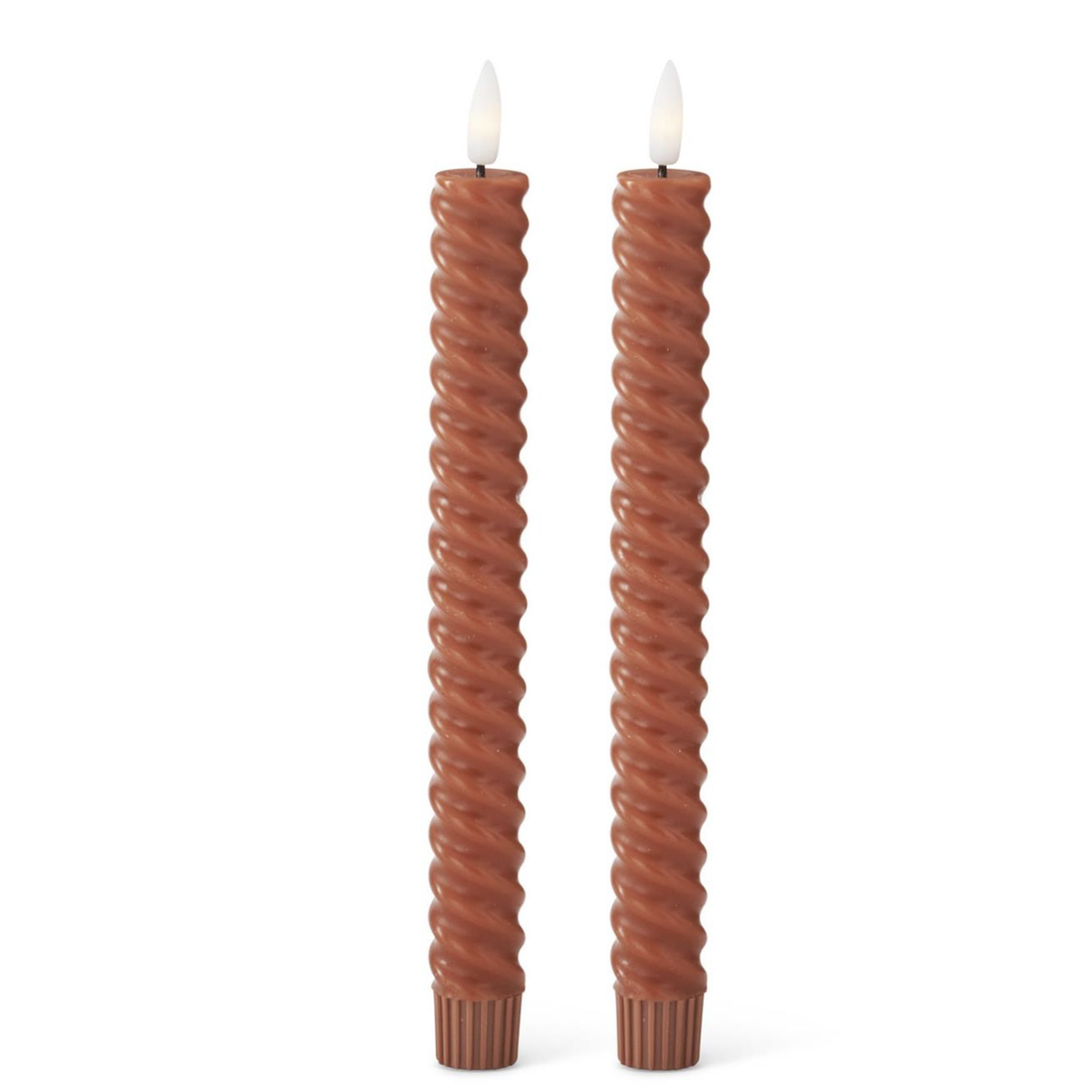 Rust Spiral Taper LED Candles Set