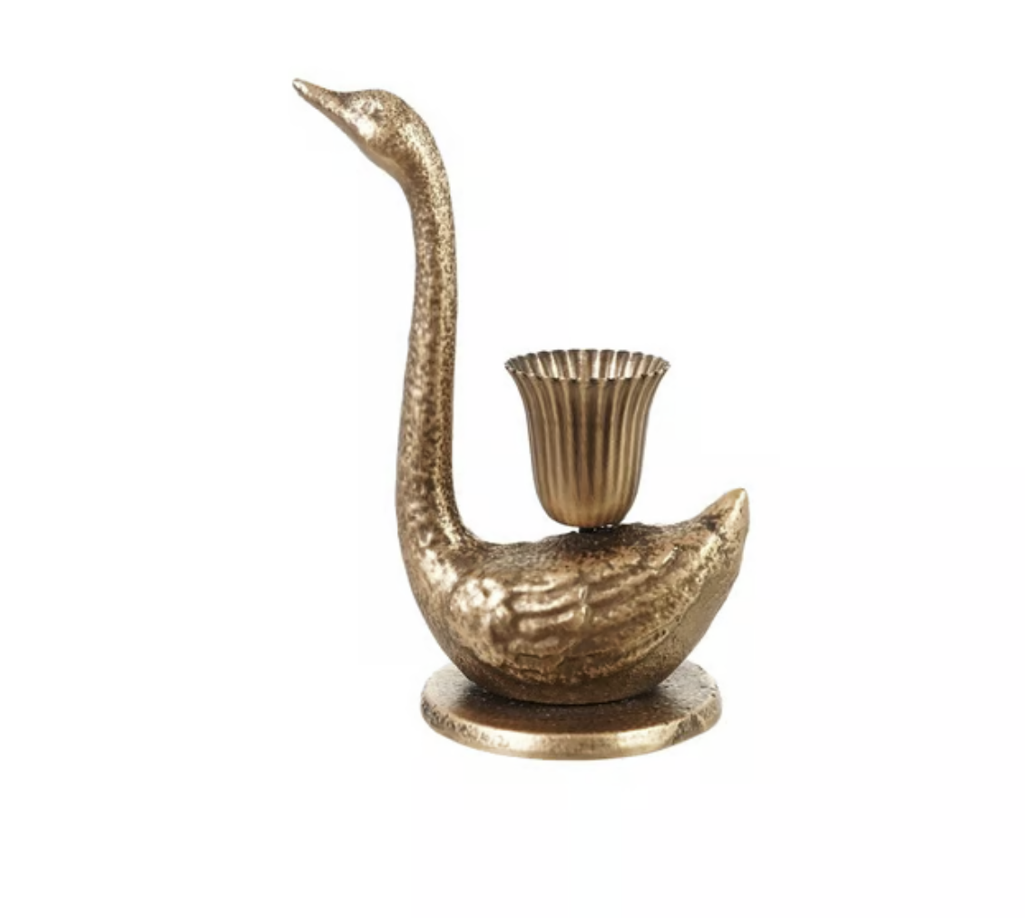 Cast Iron Swan Taper Holder