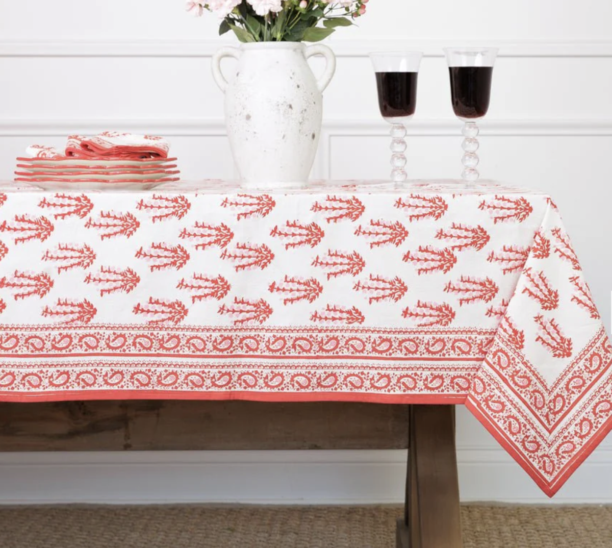 Sagar Pink & Red Tablecloth