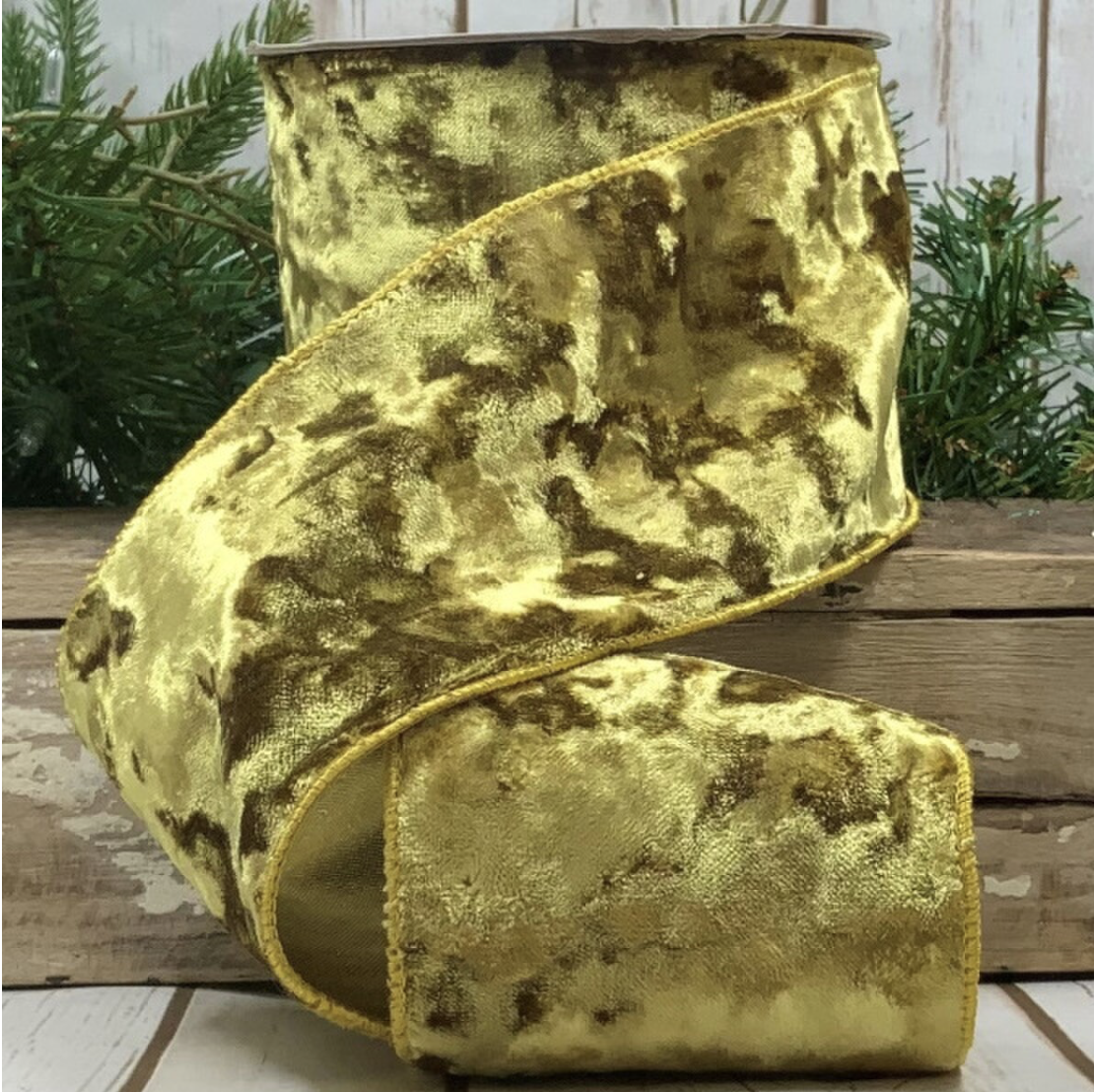 4" x 10Yds Crushed Velvet-Mustard