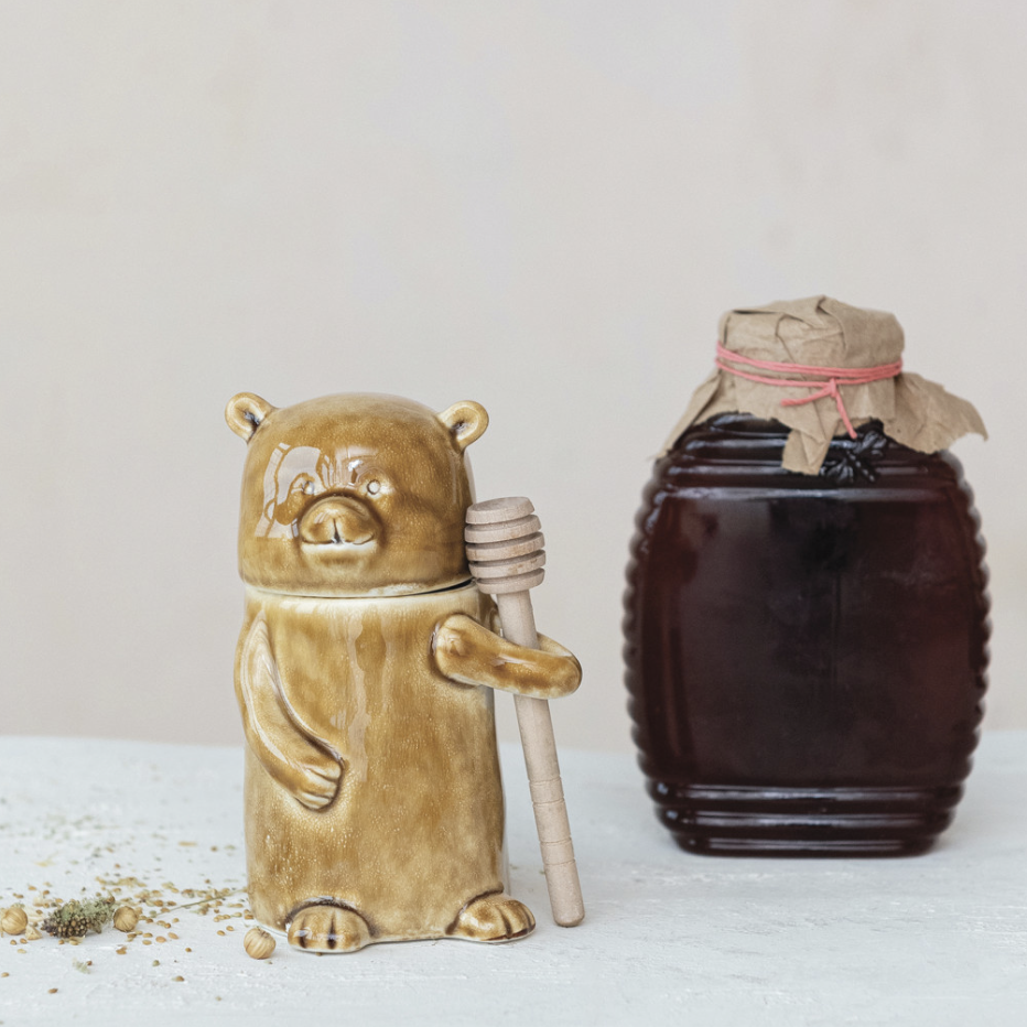 Stoneware Honey Jar & Dipper