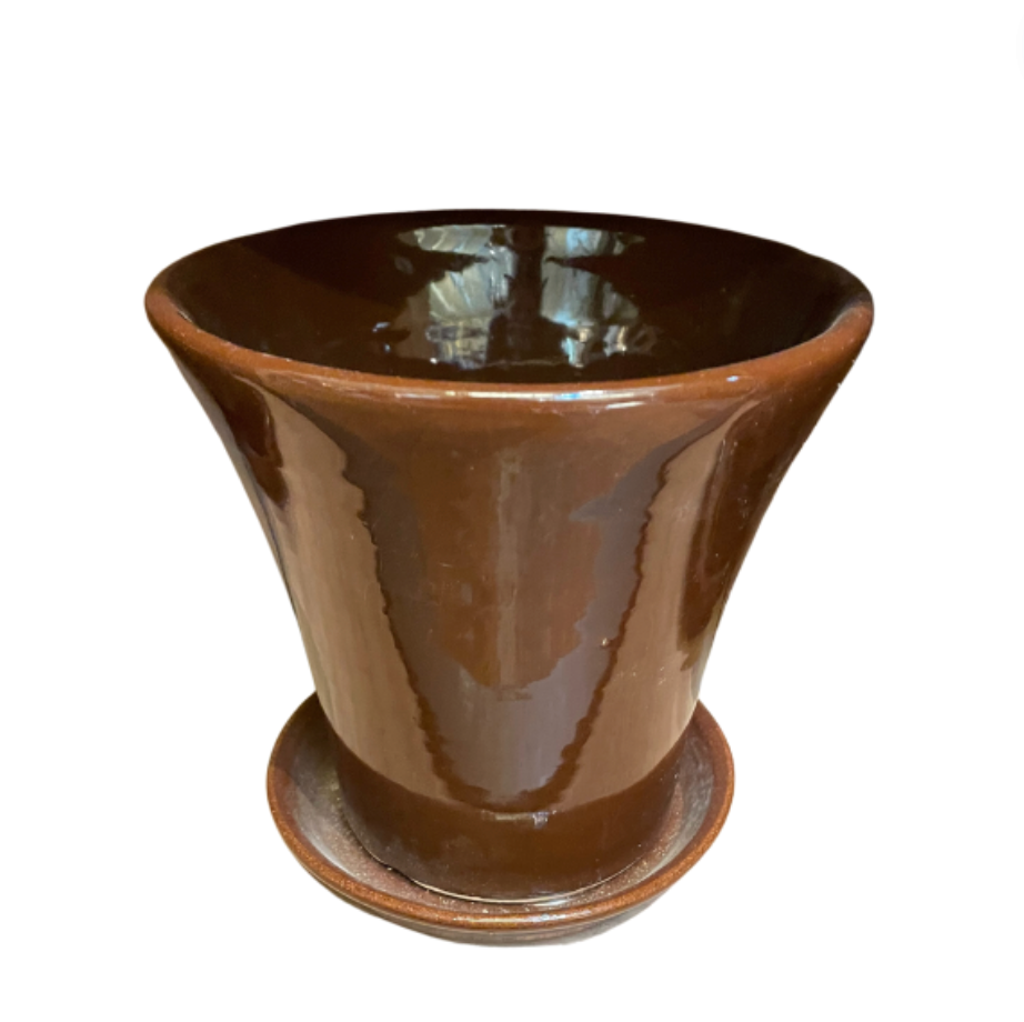 CHOCOLATE BROWN PLANTER WITH SAUCER