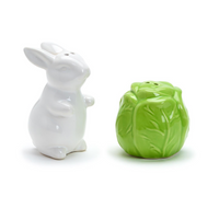 BUNNY AND CABBAGE SALT & PEPPER SHAKER SET