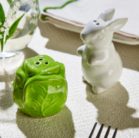 BUNNY AND CABBAGE SALT & PEPPER SHAKER SET