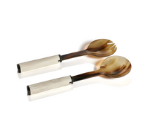 VARIEGATED HORN WITH BONE SALAD SERVERS