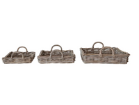 WOVEN RATTAN TRAYS W/ HANDLES