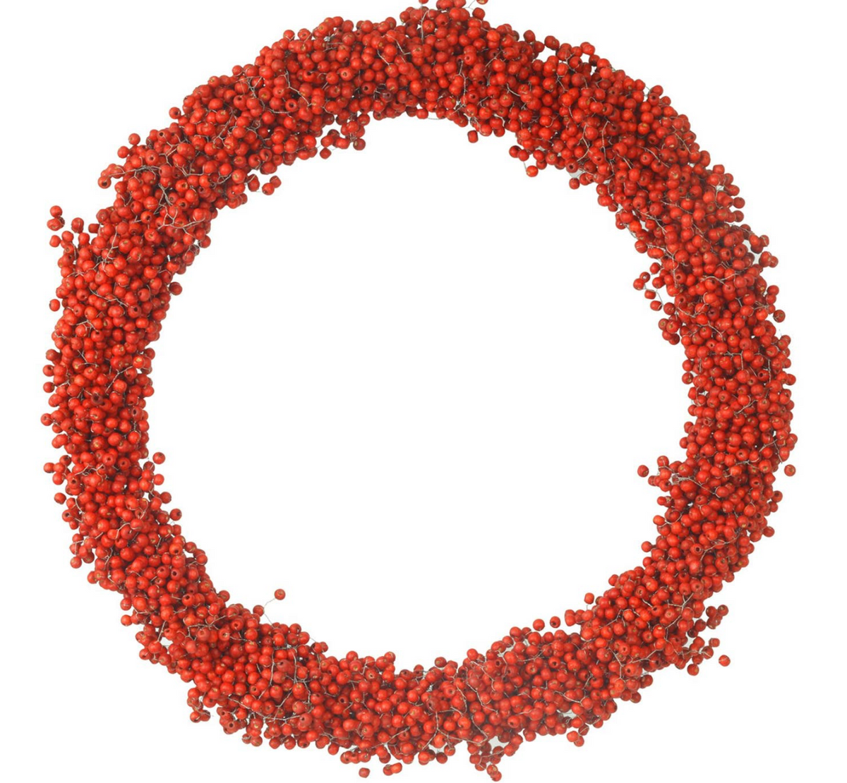 RED WOODEN BEAD BERRY WREATH 20"