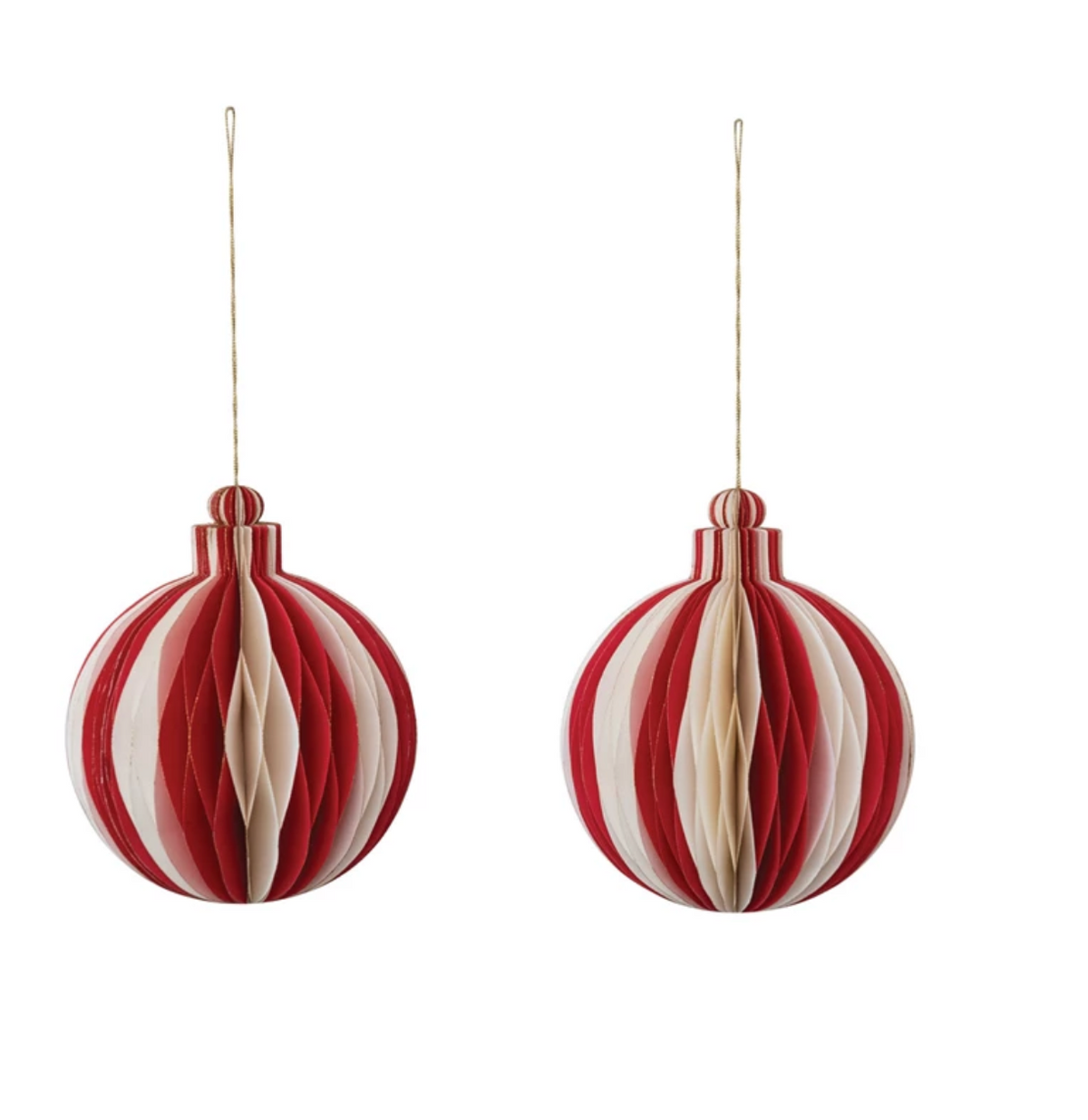 CREAM & RED PAPER ORNAMENT W/GOLD EDGE