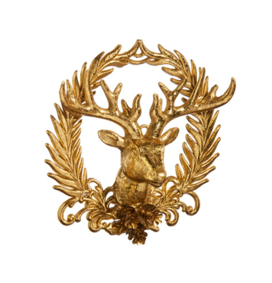 DEER WITH WREATH EMBLEM ORNAMENT