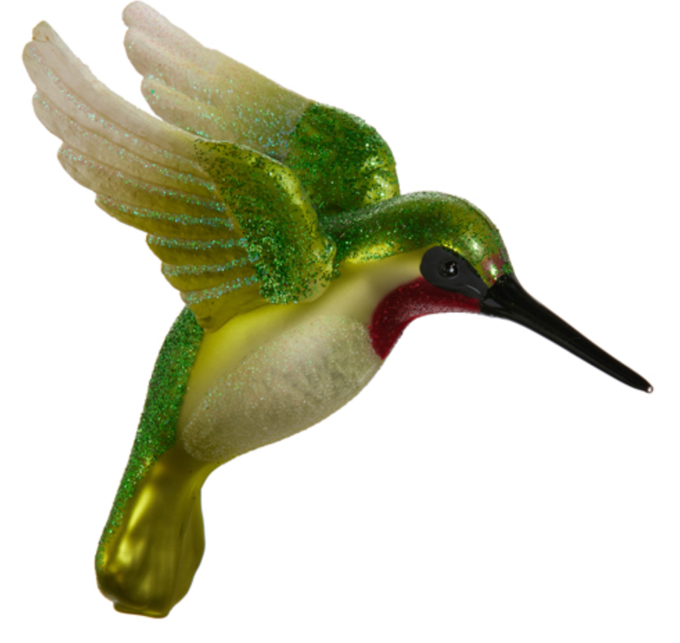 GLITTERED HUMMINGBIRD ORNAMENT