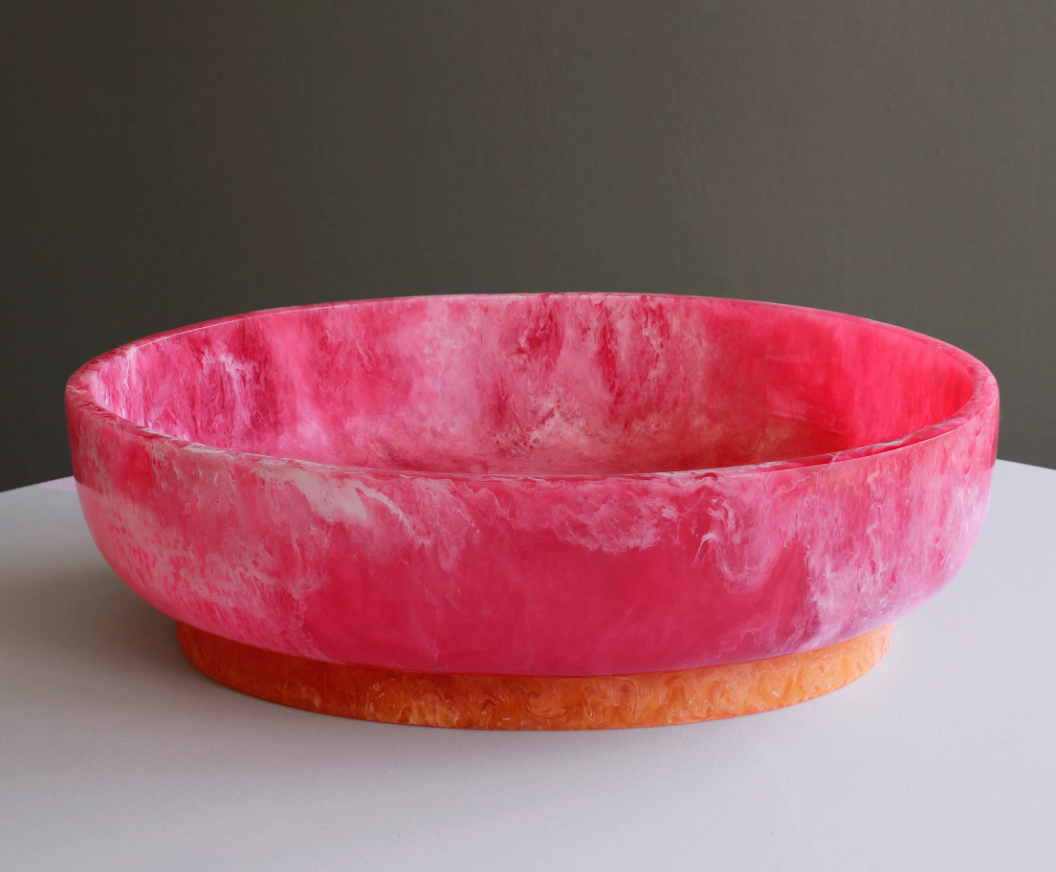 LARGE RESIN OVAL BOWL W/ BASE