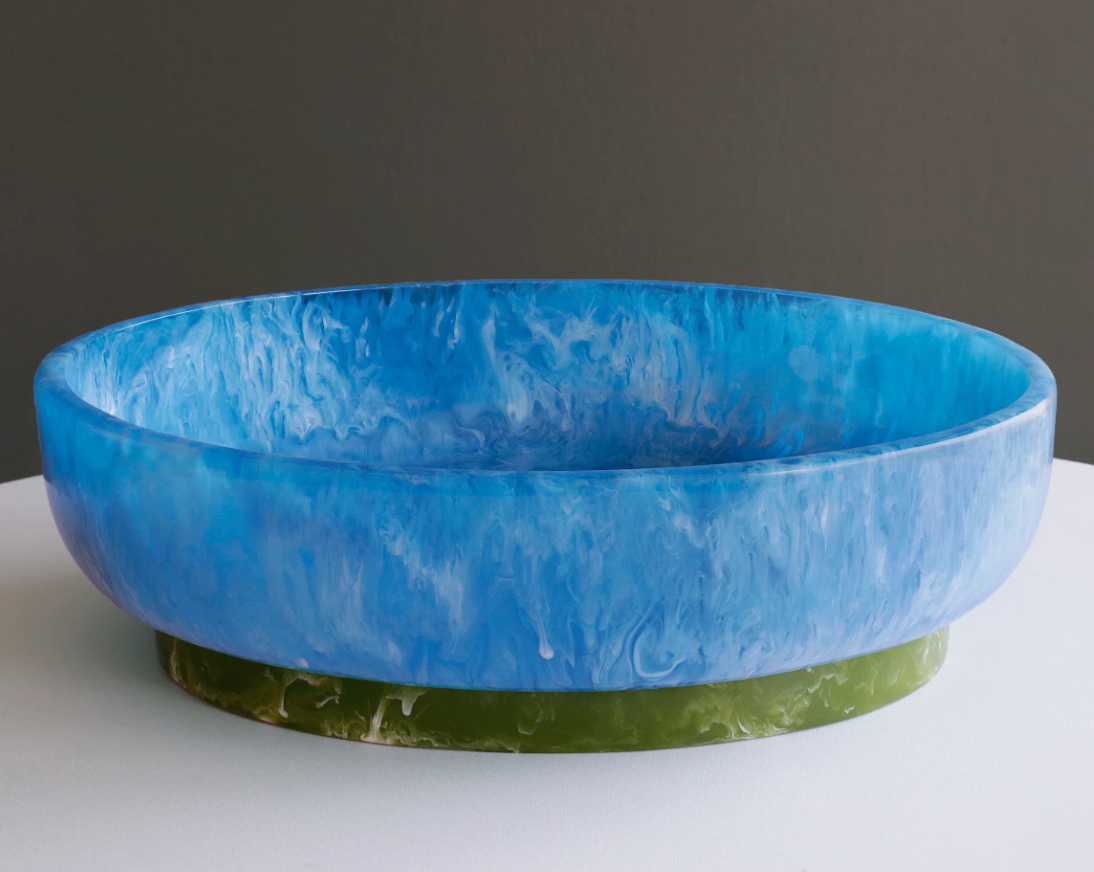 LARGE RESIN OVAL BOWL W/ BASE