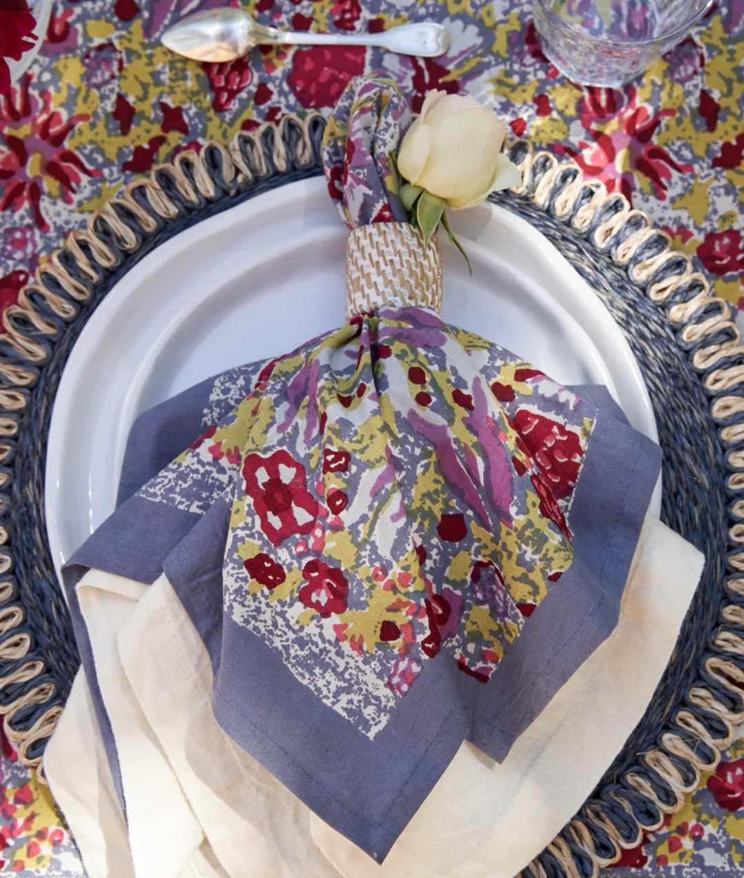 JARDIN RED & GREY NAPKIN SET