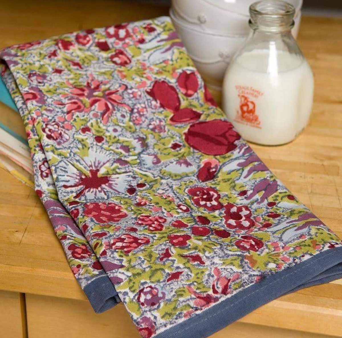 JARDIN RED/GREY TEA TOWEL S/3