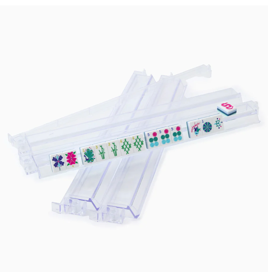 MAHJONG CLEAR ACRYLIC RACKS & PUSHERS SET