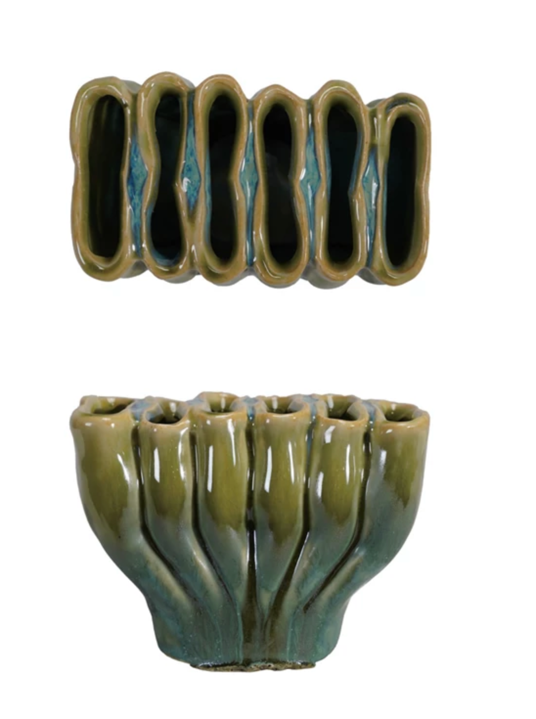 STONEWARE SCULPTURAL VASE WITH SIX SECTIONS