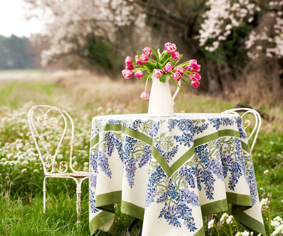 WISTERIA BLUE/GREEN TABLECLOTH