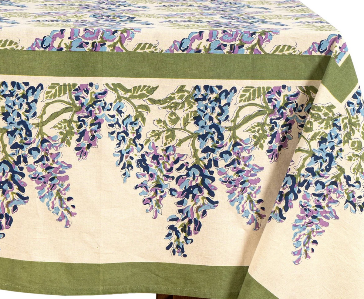 WISTERIA BLUE/GREEN TABLECLOTH