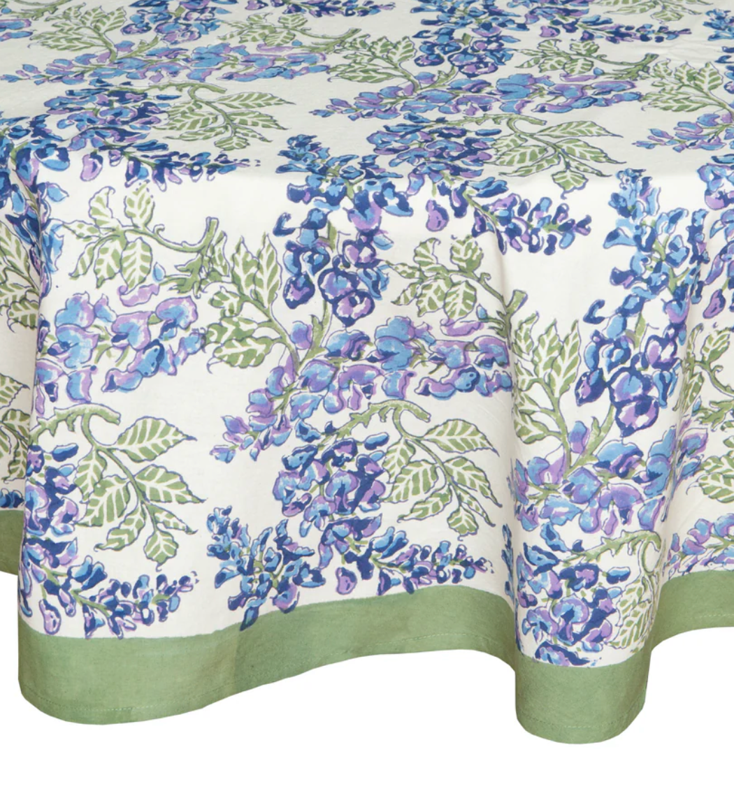 WISTERIA BLUE/GREEN TABLECLOTH