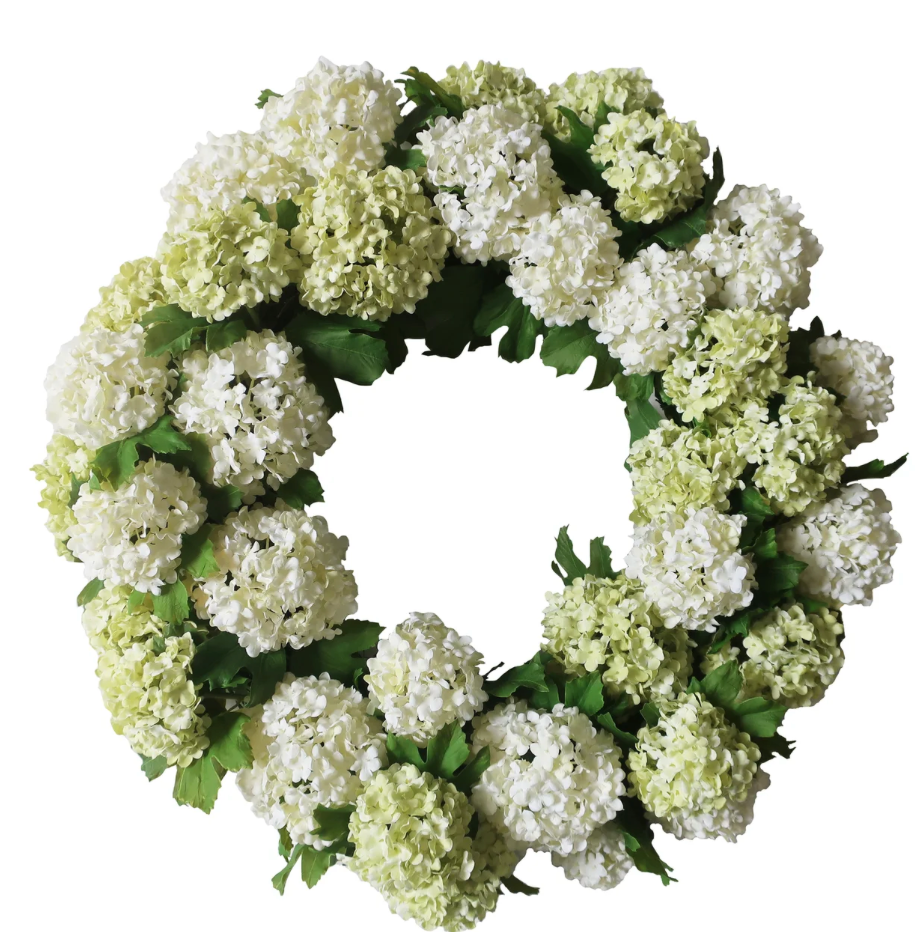 FAUX SNOWBALL WREATH 24"