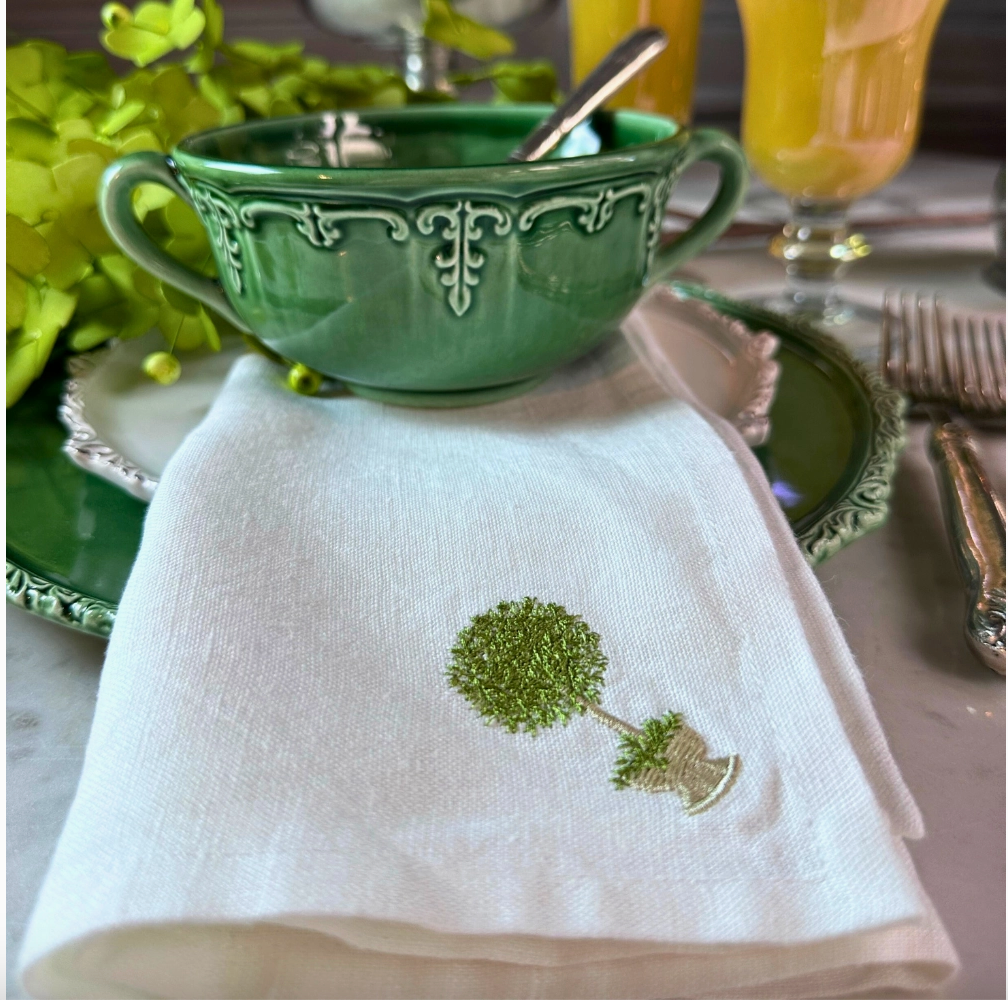 HERB TOPIARY WASHED LINEN NAPKIN SET