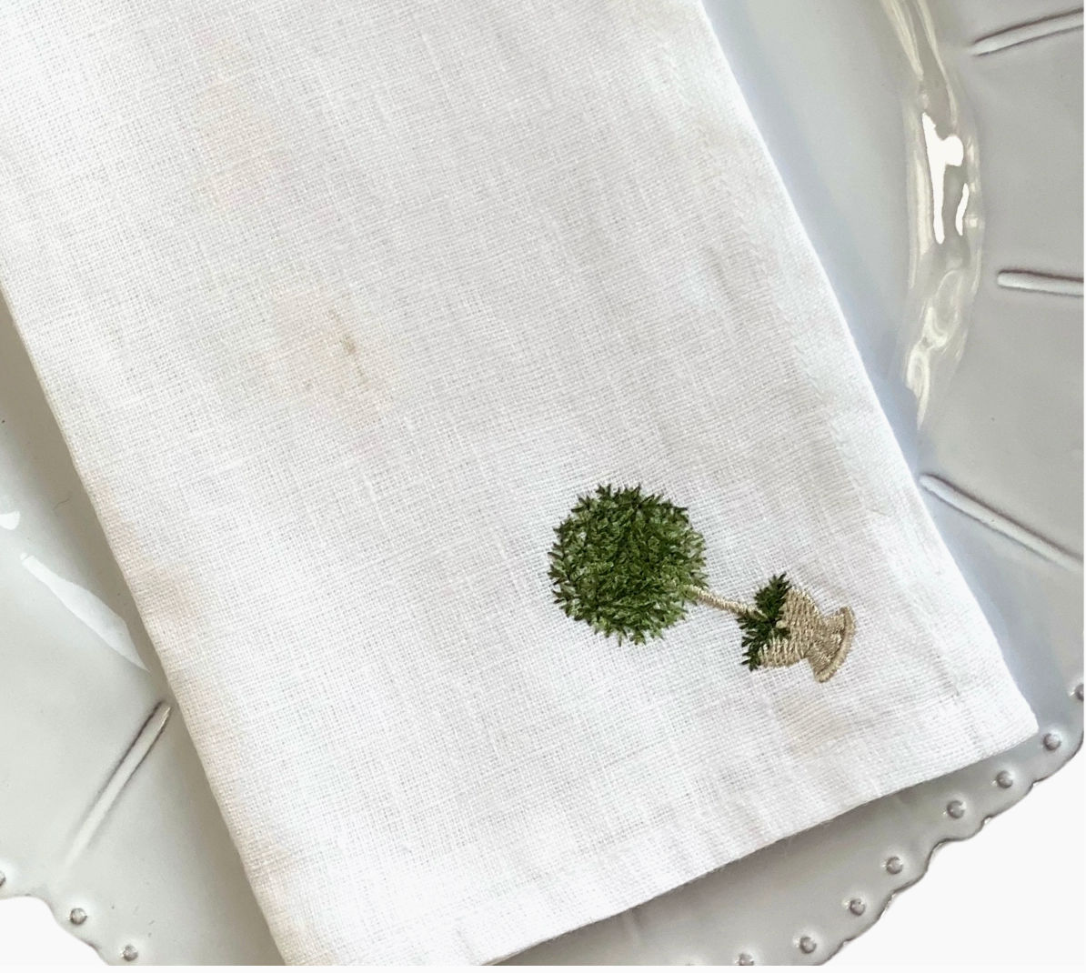 HERB TOPIARY WASHED LINEN NAPKIN SET