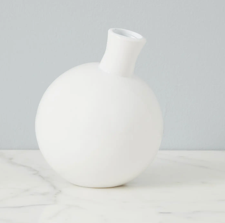 WHITE SPHERE BUD VASE