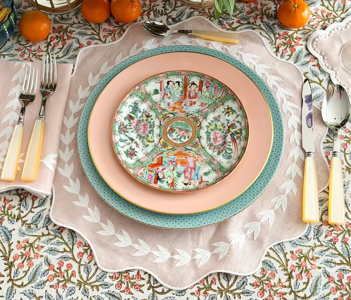 BLUE & PINK PRINT TABLECLOTH