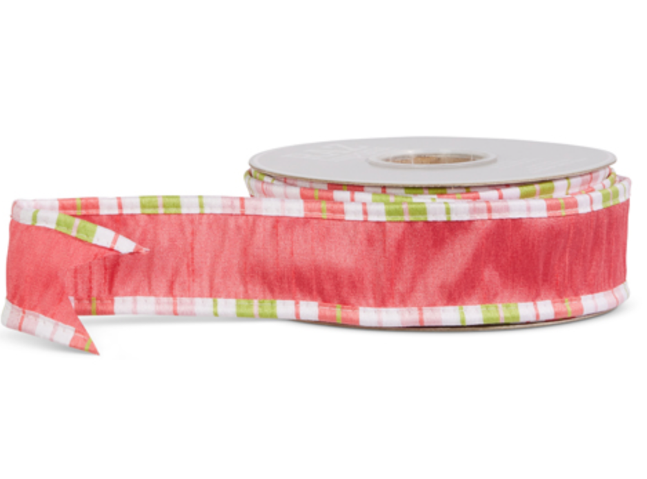 PINK WITH STRIPED EDGE RIBBON