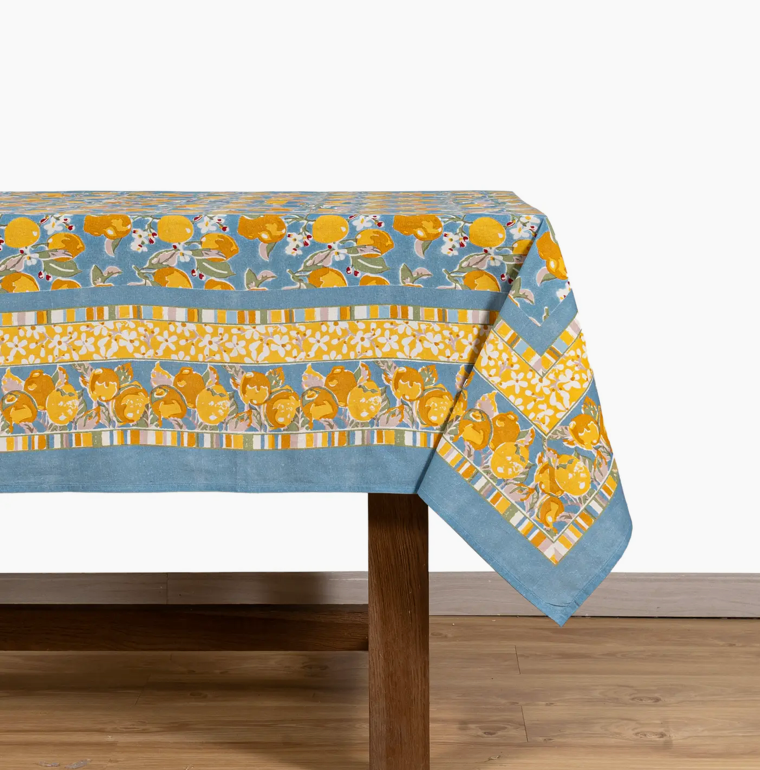 CITRON BLEU & YELLOW TABLECLOTH