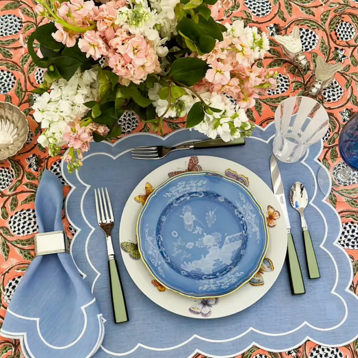 CORAL PRINT TABLECLOTH