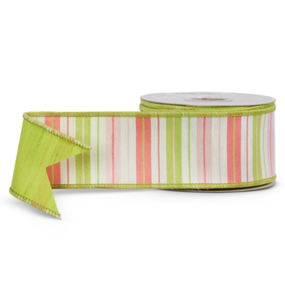 PINK & GREEN STRIPED RIBBON